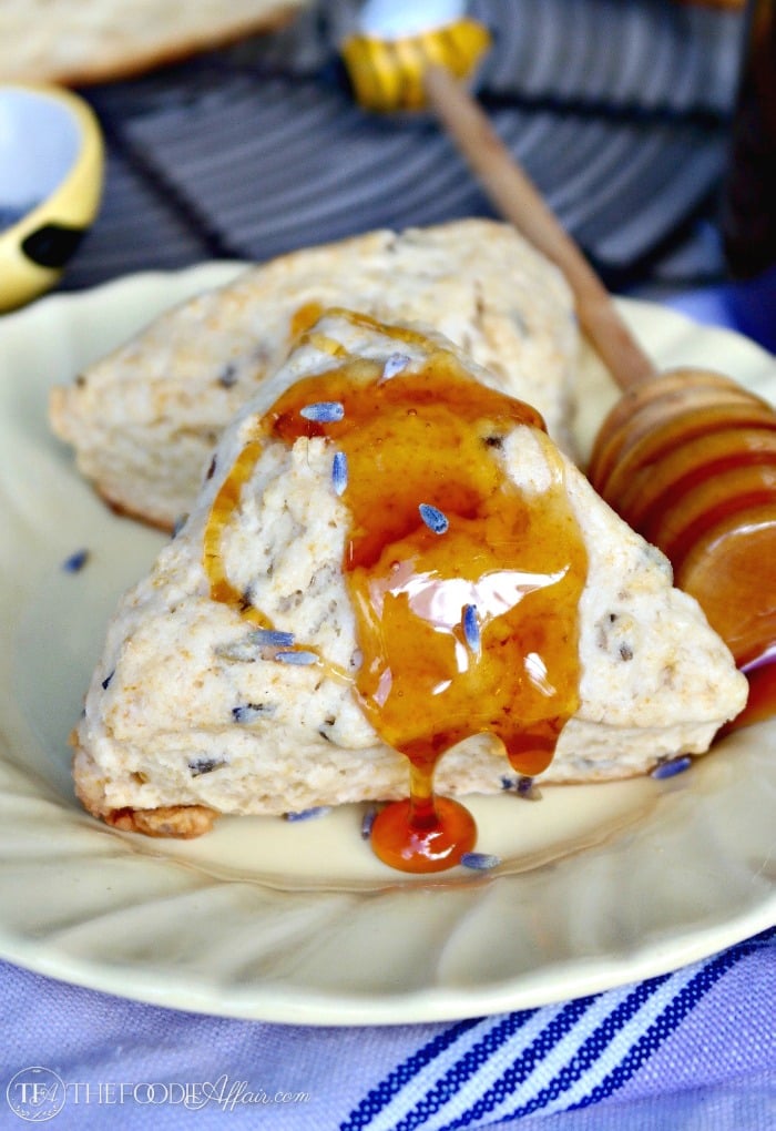Honey Lavender Scones are simple to make and are a great addition for brunch or any special occasion like a bridal shower! The Foodie Affair